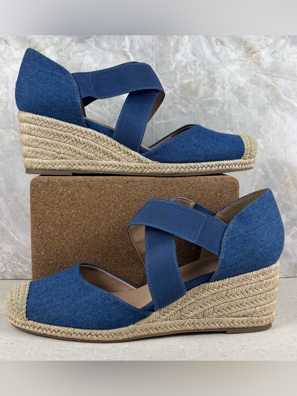 Dream Pairs Denim Blue Espadrille Wedge Sandals Women’s 10 Summer
